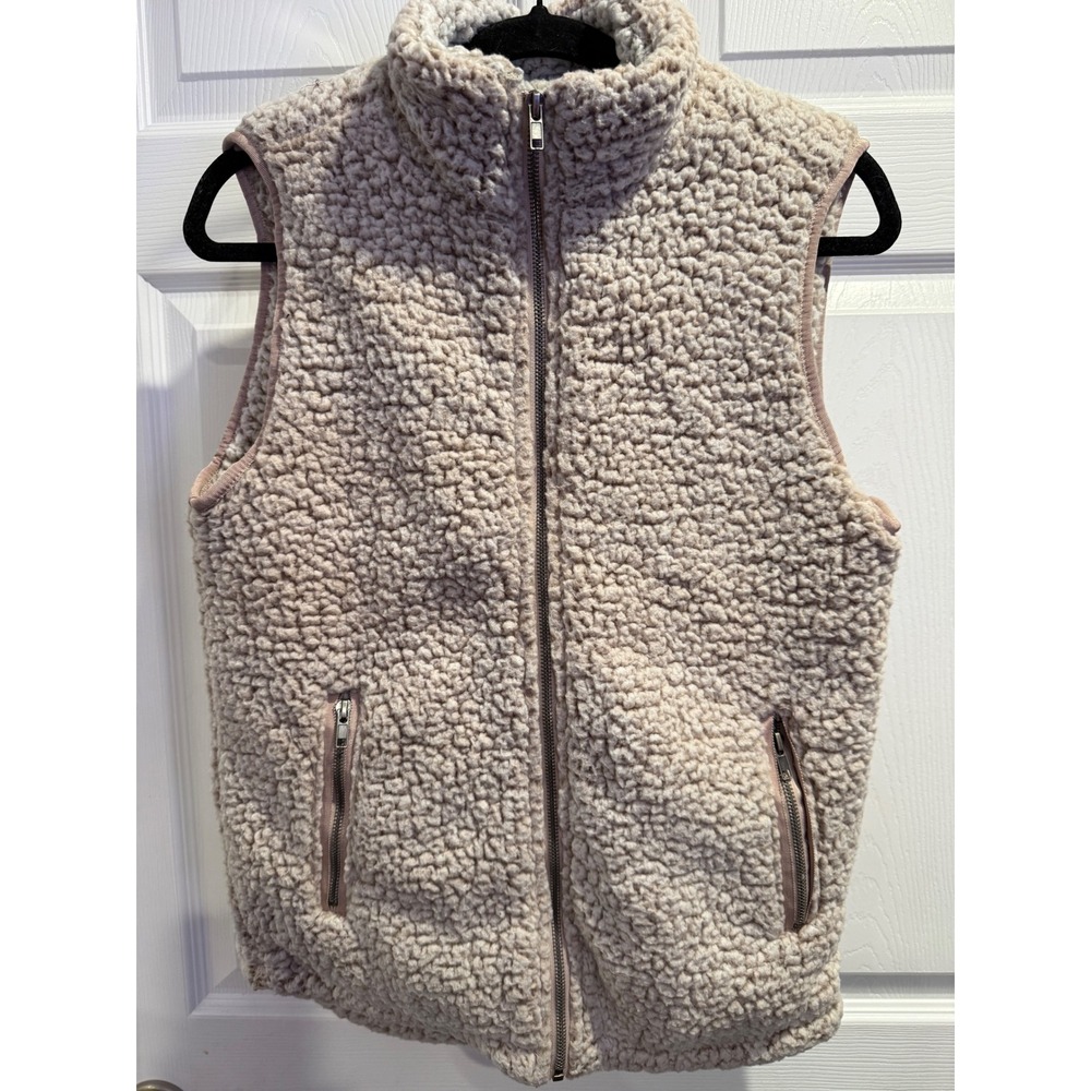 Thread Supply Sherpa Fleece Full Zip Vest Smoke Rose‎ Pink XS